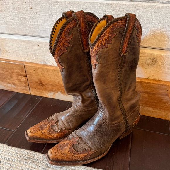 Old Gringo Other - Old Gringo Cowboy Western Boots brown braided whipstitche tooled leather trim